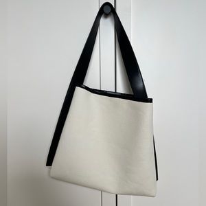 black and white canvas bag